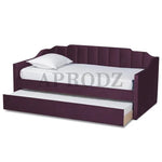 Purple Krease Daybed with trundle extended, perfect for accommodating overnight guests in style and comfort.
