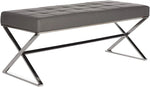 Modern Orange Upholstered Velvet and Metal Bench 
