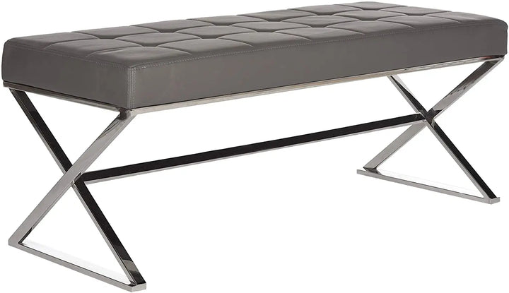 Translation missing: en.Modern Orange Upholstered Velvet and Metal Bench 