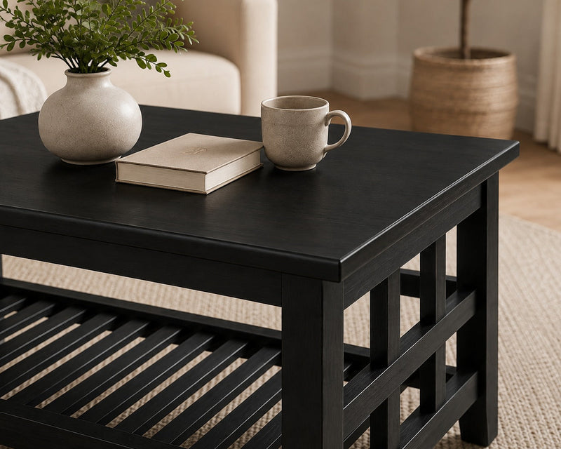 Solid Sheesham Wood Coffee Table in Dark Brown Finish 