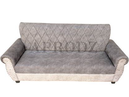 Sofa | Wood Frame Suede Fabric 40D Foam Cushion | Comfortable, Durable, Stylish & Modern for Living Room Furniture | Compact Design Lounge Seat Relaxation (Light Grey + Beige 4)