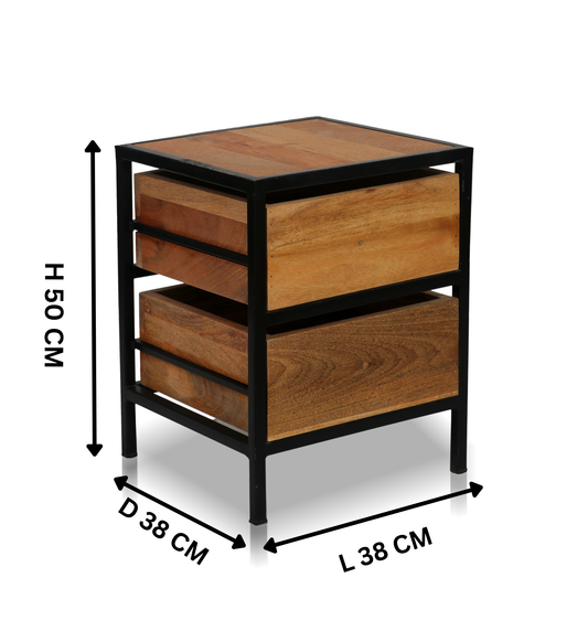 Solid Wood Flora Bedside Storage Table for Living Room 