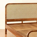 Rattan Cane Bed Frame – King & Queen Size, Walnut Finish 