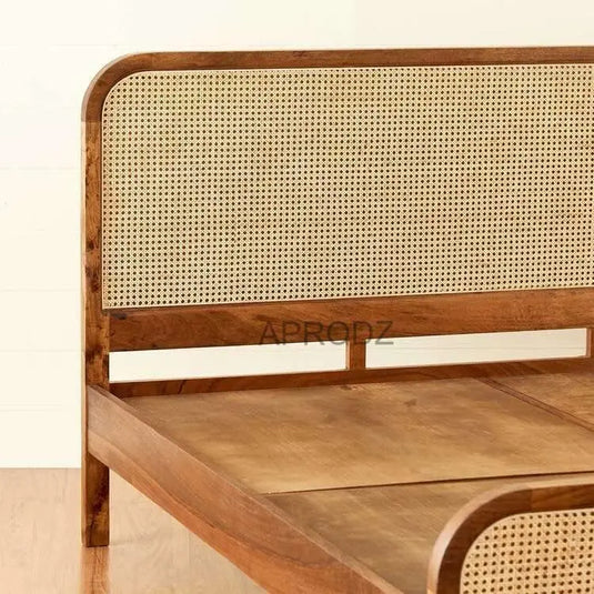 Translation missing: en.Rattan Cane Bed Frame – King &amp; Queen Size, Walnut Finish 