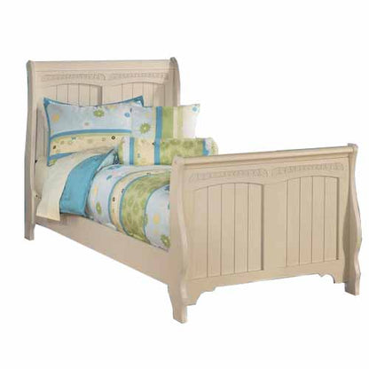 Solid Wood Without Storage Single Size Mcma Bed for Bedroom Stylish | Cream Finish