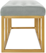 Tufted Long Upholstered Velvet and Metal Bench 