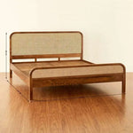 Rattan Cane Bed Frame – King & Queen Size, Walnut Finish 
