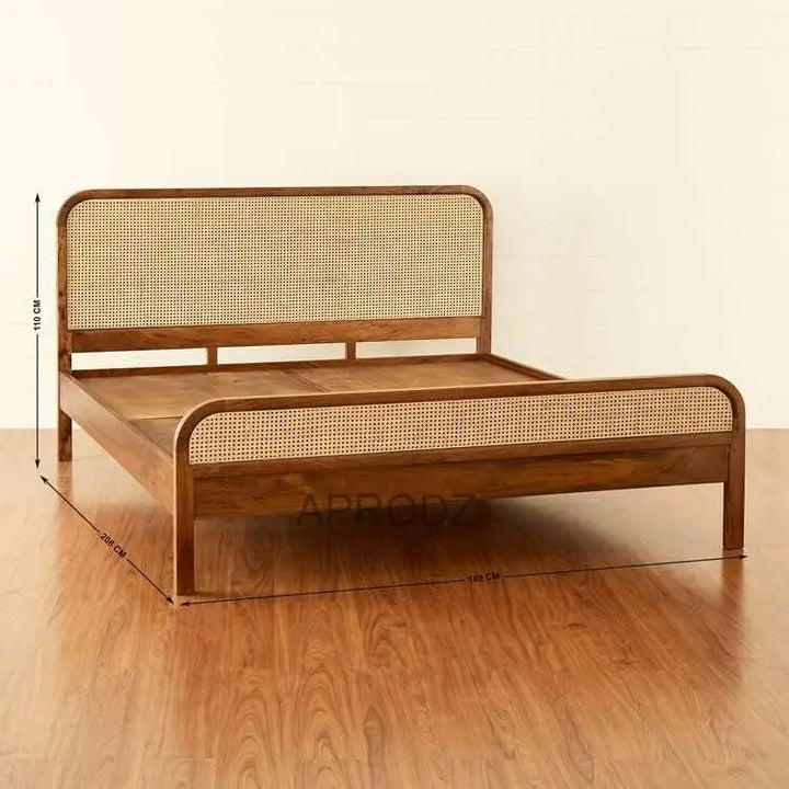 Translation missing: en.Rattan Cane Bed Frame – King &amp; Queen Size, Walnut Finish 