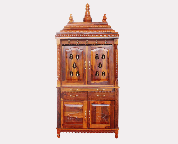 Translation missing: en.Handcrafted Sheesham Wood Temple with 2 Drawer for Pooja Room | Temple for Home 