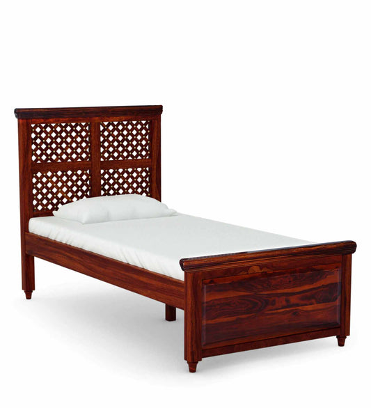 Sheesham Wood Without Storage Rowao Single Size Bed for Bedroom Stylish | Mohogany Finish