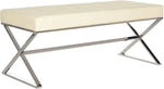 Modern Orange Upholstered Velvet and Metal Bench 