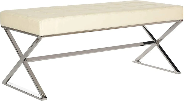Translation missing: en.Modern Orange Upholstered Velvet and Metal Bench 