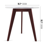 Mid-Century Modern End Table White Round Tabletop & 3 Acacia Legs