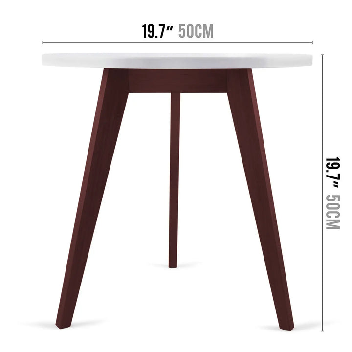 Translation missing: en.Mid-Century Modern End Table White Round Tabletop &amp; 3 Acacia Legs 