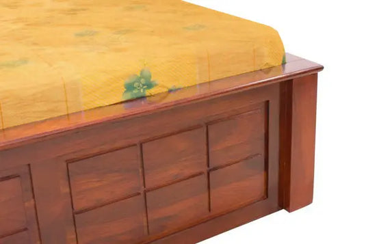 Translation missing: en.Sheesham Wood Taipei Bed with 2 Drawers and Storage Box for Bedroom | Brown Finish 