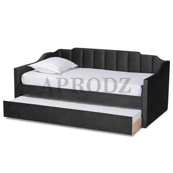 Translation missing: en.Black Krease Daybed with trundle drawer extended, providing extra sleeping space for guests or children