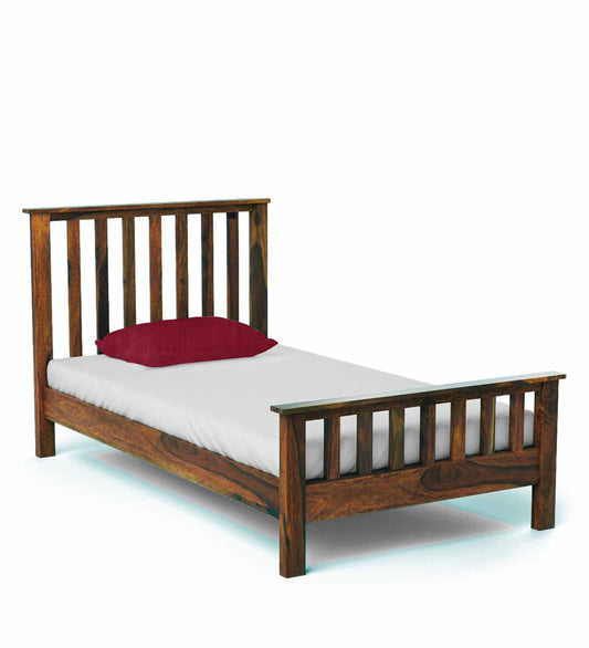 Sheesham Wood Without Storage Single Size Yvonn Bed for Bedroom Stylish | Natural Finish