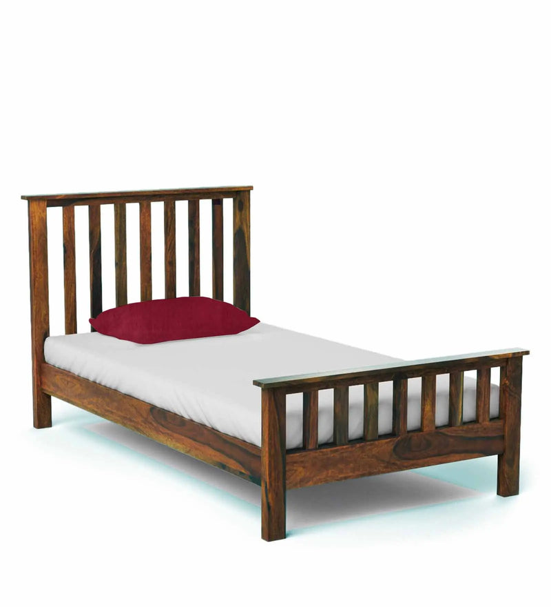 Sheesham Wood Without Storage Single Size Yvonn Bed for Bedroom Stylish | Natural Finish 