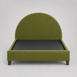 Upholstered Bed Frame, Green Fabric with Wooden Construction, Arched Headboard Platform Bed 