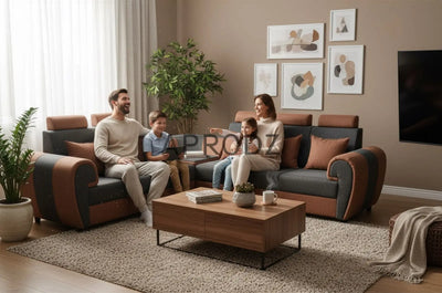 L-Shaped Sectional 6-Seater Sofa with Cushion & Padded Armrest, Perfect Faux Leather Fabric Corner