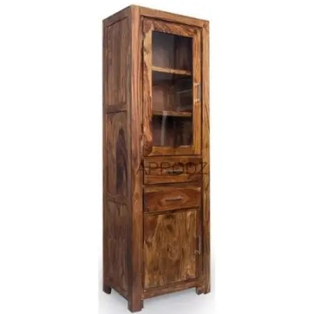 Sheesham Wood High Wooden Cabinet, Cupboard, Sideboard, Showcase or Library Bookcase 