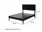 Upholstered Platform Bed with Adjustable Headboard, Leg Wood Black + Black Fabric 