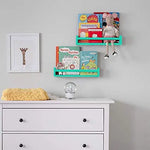 Childrens Wall Mounted Floating Shelves - 2 Set Shelf - Kid’s Room Bookshelf Display Nursery Books and Toy Storage Display Organizer 