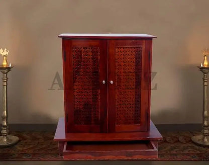 Solid Wood Mandir/Prayer Cabinet-Natural 