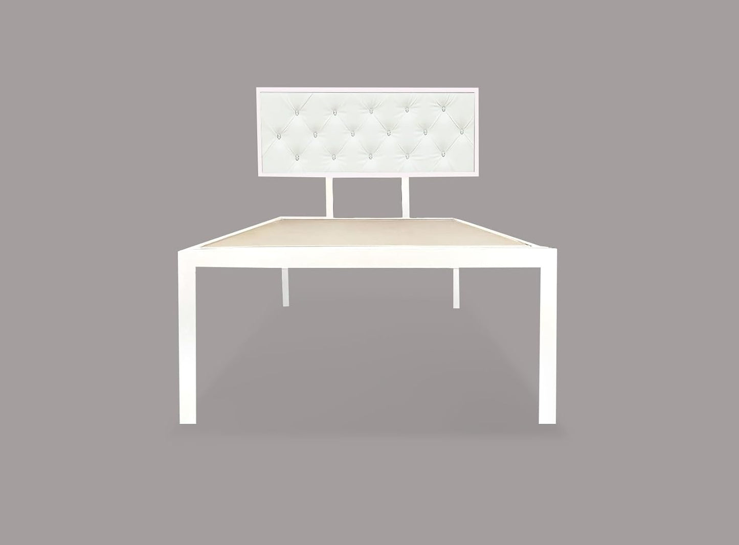 Single Size Bed with Upholstered Headboard | CR Steel Frame | Modern Platform Bed | Sturdy, Durable & Noise-Free | No Box Spring Needed | Stylish Furniture 