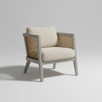 Mid Century Modern Solid Wood Accent Chair with Cane Back & Cushion 
