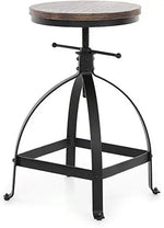 Vintage Bar Stool Swivel Coffee Kitchen Dining Chair Counter Height Adjustable 19.69”-25.59” Industrial Style 