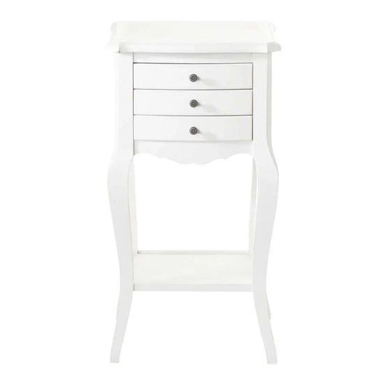 Translation missing: en.Solid Wood Piura Three Drawer Selves Bedside Storage Table for Bedroom | White Finish 