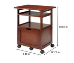 APRODZ Pipro Acacia Wood Multipurpose Office Table and Kitchen Trolley Cart with Storage Cabinet Rolling Utility Table for Home, Office, Kitchen and Dining Room 