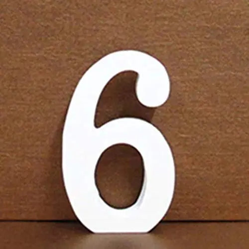 White Wooden Numbers Wood Letter Standing Table Number Craft Ornaments DIY Wedding Party Décor (6) 