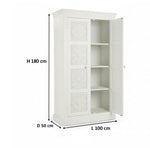 Floreale wardrobe Carved Mango Wood 2-Door Wardrobe Almirah 