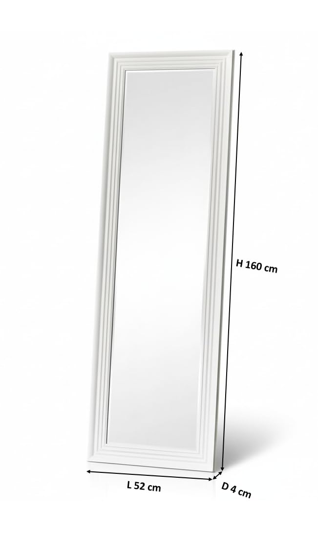 Translation missing: en.Tall White Full Length Mirror 52×160 cm | Slim Floor Standing Full Body Dressing Mirror | Modern White Frame Mirror for Bedroom, Living Room, Hallway &amp; Studio 