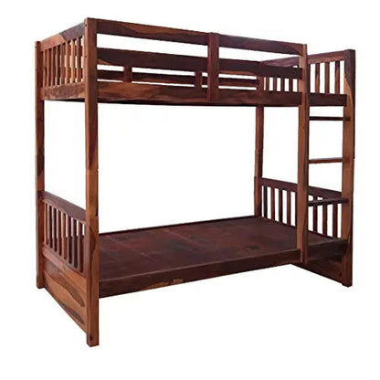 Sheesham Wood Moyer Bunk Bed for Bedroom | Brown Finish 