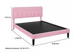 Platform Bed Frame with Velvet Upholstered Headboard and Wooden Slats Support, Mattress Foundation/No Box Spring Needed, 
 Pink Fabric + Leg Wood Black 