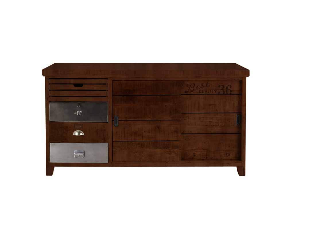 APRODZ Mango Wood Lzium Sideboard Storage Cabinet for Living Room | Wooden Cabinet for Kitchen | Brown Finish