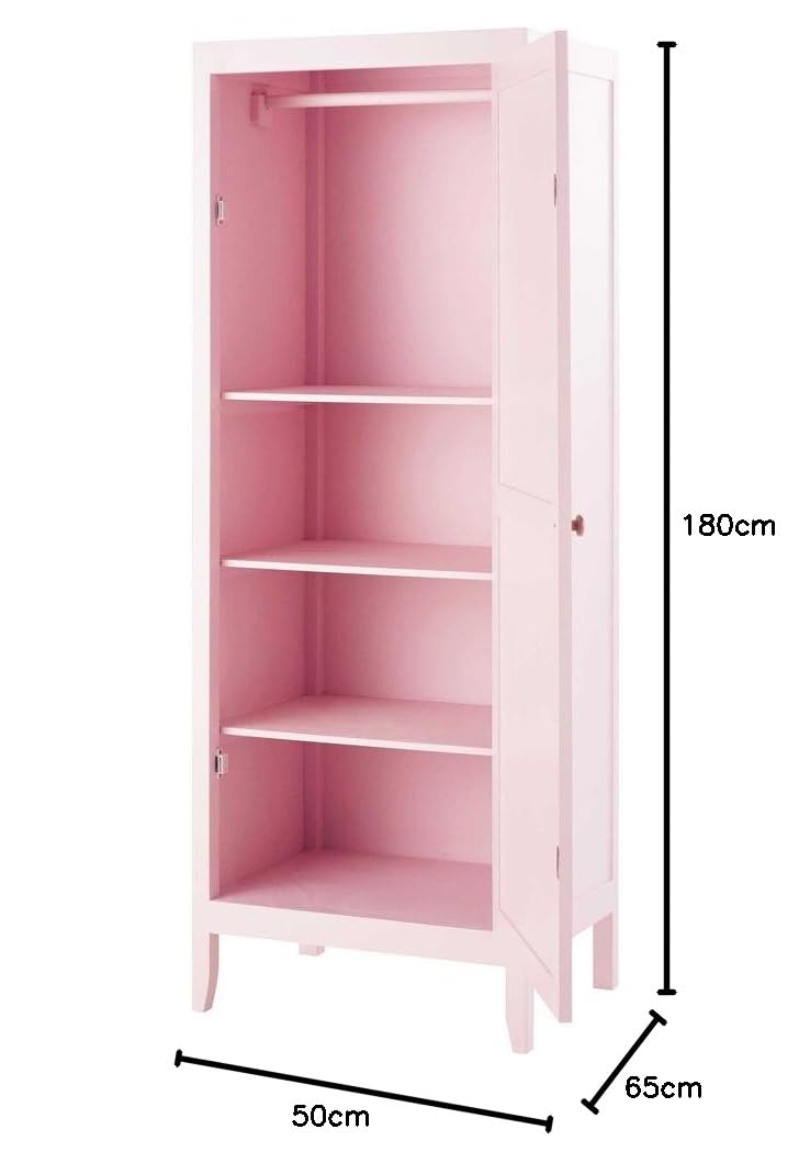 APRODZ Mango Wood Single Doors Multipurpose Storage Kiev Wardrobe Almirah for Living Room | Pink