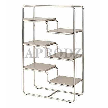 Outline Creative Design Bookcase (Chrome and Grey Finish)
