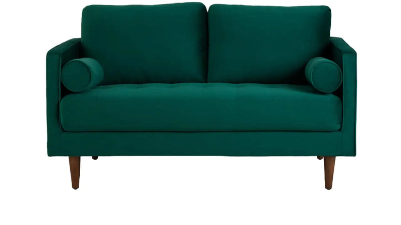 MidCen Wooden 2 Seater Sofa with High-Density Comfortable Foam for Home & Living Room (Upholstered- Dark Green Velvet Fabric) 