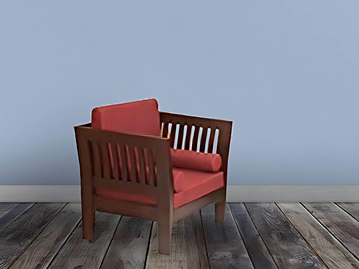 Mocko Sheesham Wood One Seater Sofa Set with Cushions for Living Room 