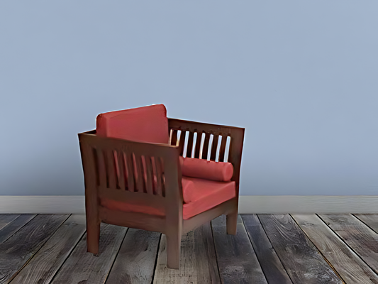 Mocko Sheesham Wood One Seater Sofa Set with Cushions for Living Room 