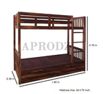 Sheesham Wood Moyer Bunk Bed for Bedroom | Brown Finish 