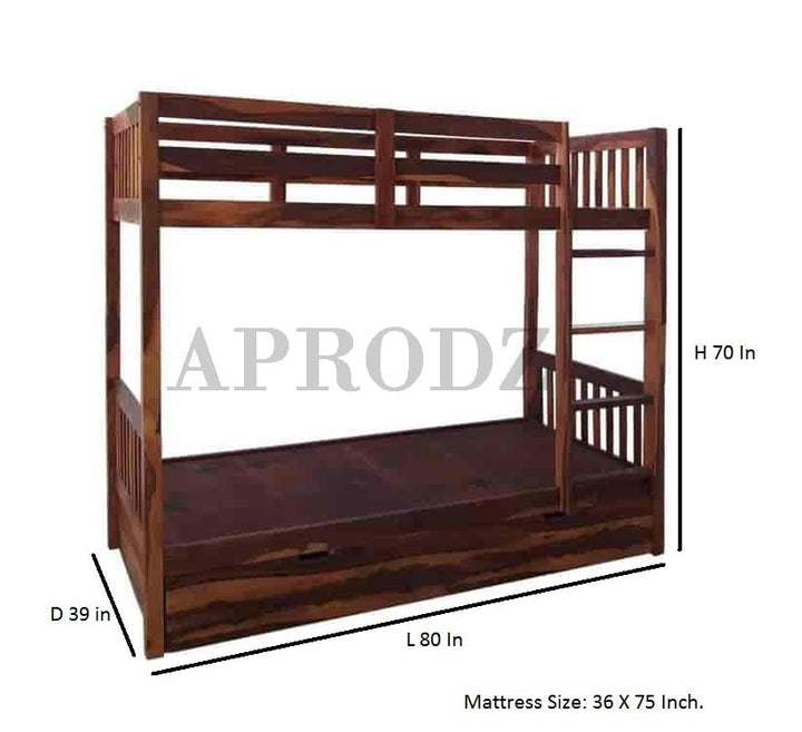Translation missing: en.Sheesham Wood Moyer Bunk Bed for Bedroom | Brown Finish 