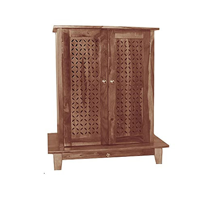 APRODZ Solid Wood Mandir/Prayer Cabinet- Mahogany