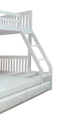 Solid Wood Getech Bunk Bed with Slide Storage & Trundle | Twin Over Twin Kids Bed | White Finish 