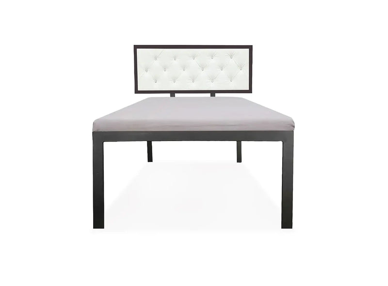 Single Size Bed with Upholstered Headboard | CR Steel Frame | Modern Platform Bed | Sturdy, Durable & Noise-Free | No Box Spring Needed | Stylish Furniture 
