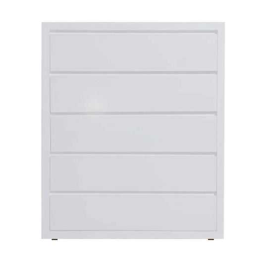 APRODZ Mango Wood Warsaw Chest of 5 Drawers Storage Dresser for Living Room Furniture (White Finish)